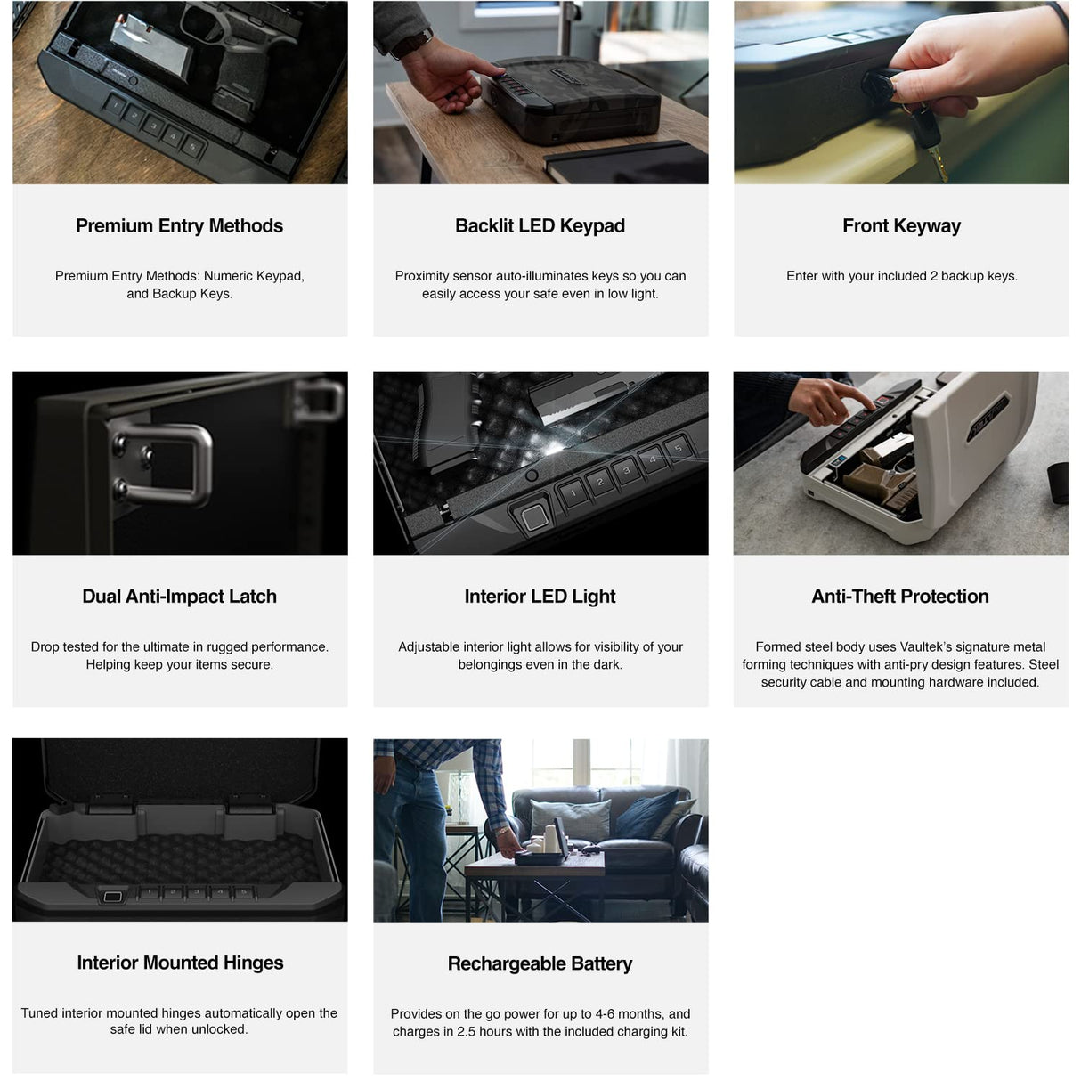 VAULTEK Essential Series Quick Access Handgun Safe with Auto Open Lid and Rechargeable Lithium-ion Battery (VE20) (Compact Safe) VAULTEK