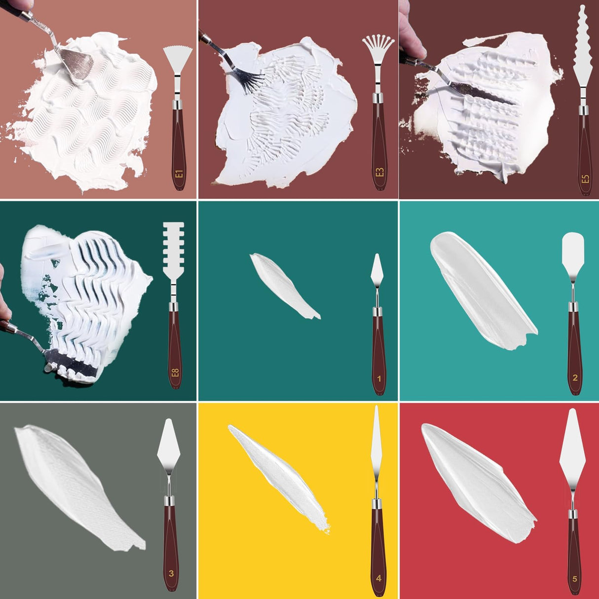 EEEKit 15 PCS Palette Knife Set, Stainless Steel Spatula Palette Knives with Plastic Scrapers, Pallet Knife for Oil Canva Acrylic Painting EEEKit