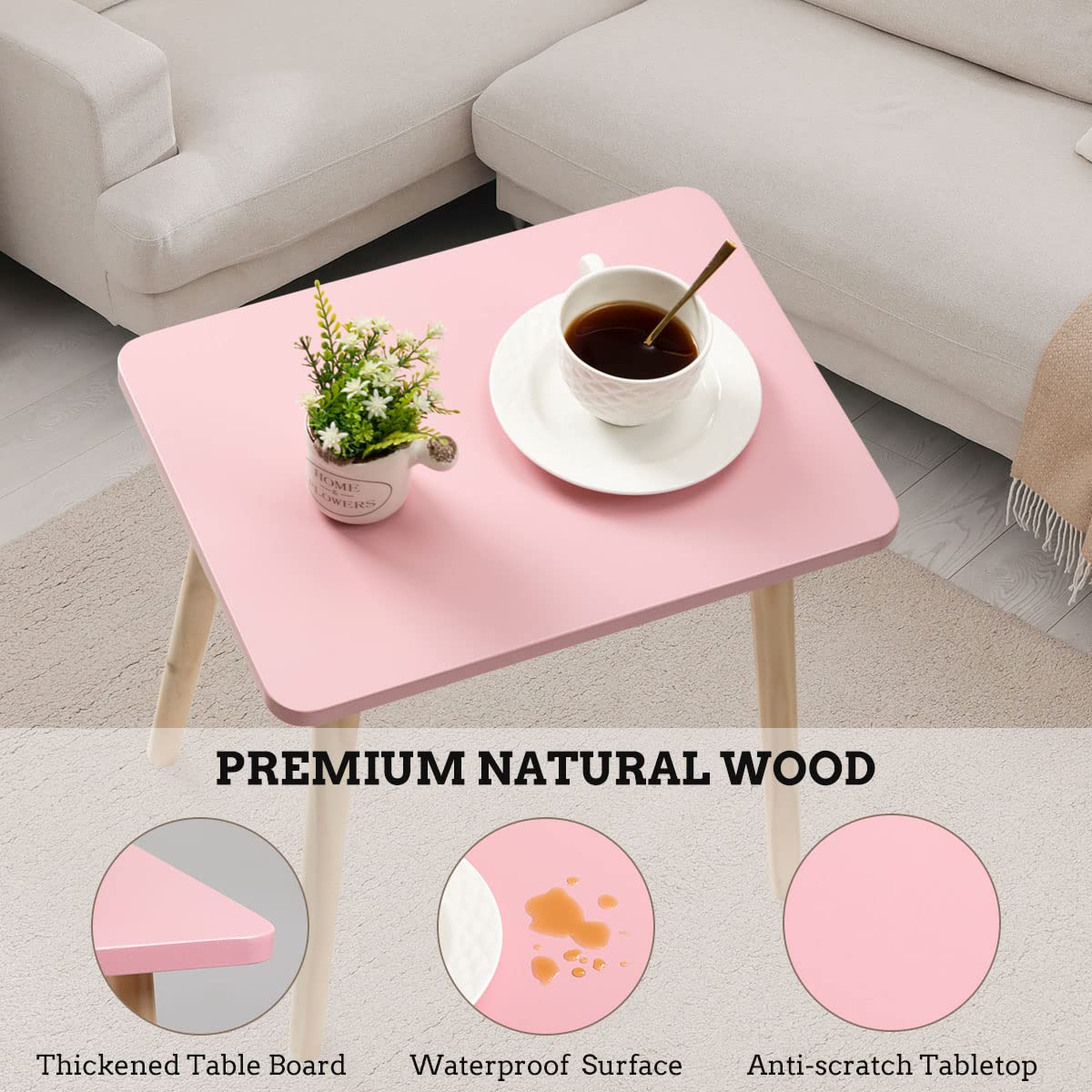 FORAOFUR Side Table, Small End Table Accent Table Living Room Bedroom Balcony Office, Modern Side Table Bedside Table Home Decor, Easy Assembly FORAOFUR