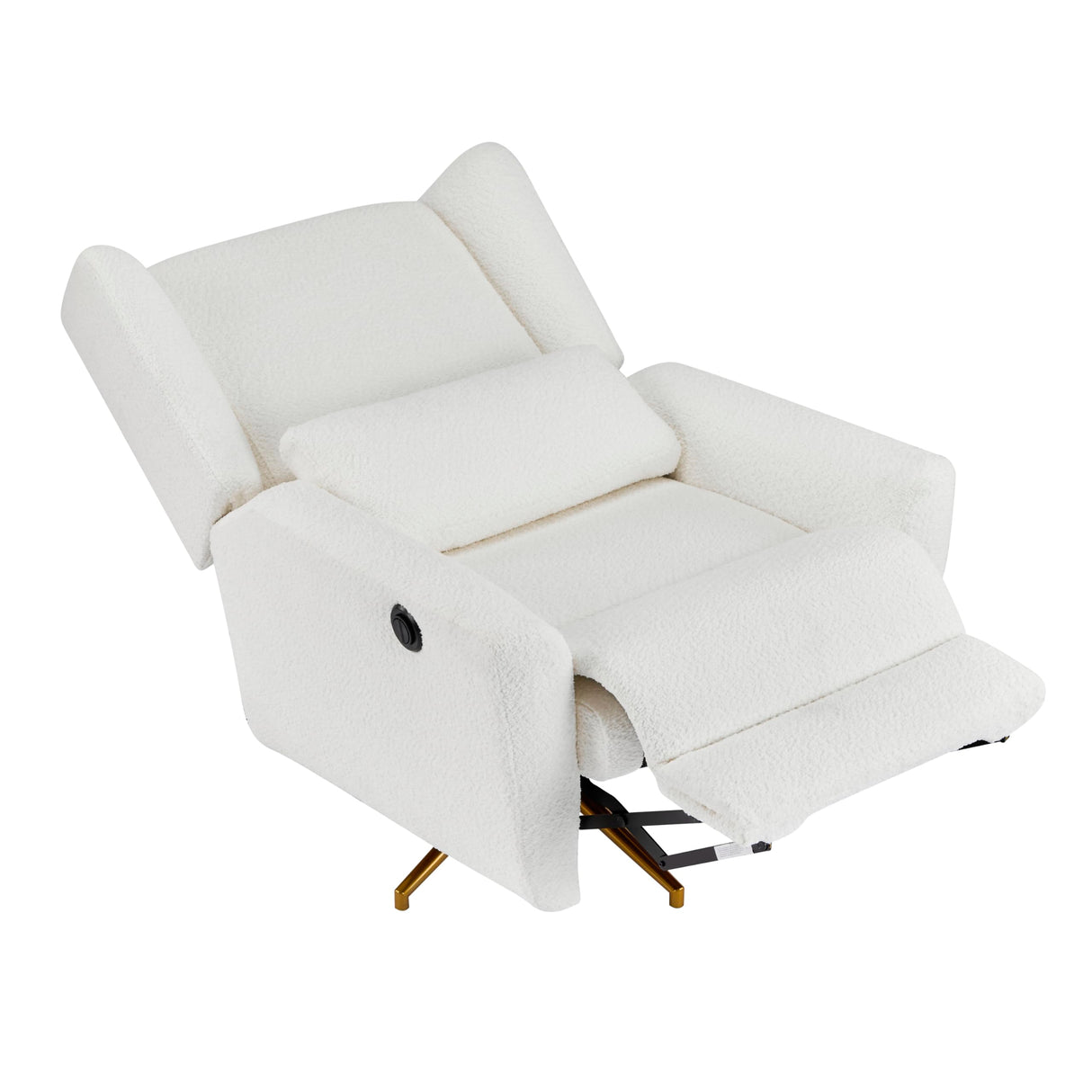 Christopher Knight Home Dolia Boucle Fabric Upholstered 360° Swivel Chair, Push-Back Power Recliner Chair, Iron Recliner Sofa with Rotation, Living Room Lounge Sofa, Adjustable Backrest, Beige+Gold Christopher Knight Home
