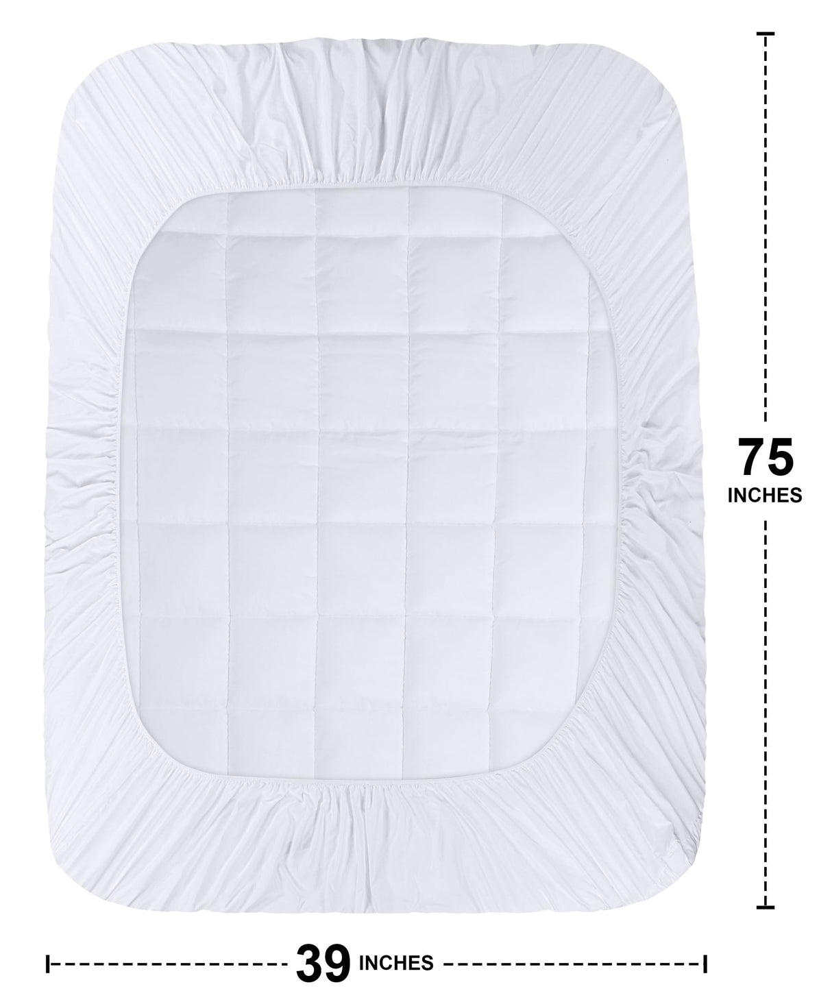 Utopia Bedding Twin Mattress Pad, Quilted Fitted Premium Mattress Protector, Deep Pocket Cover Stretches up to 16 Inches, Fluffy Pillow Topper (39x75 Inches, White) Utopia Bedding