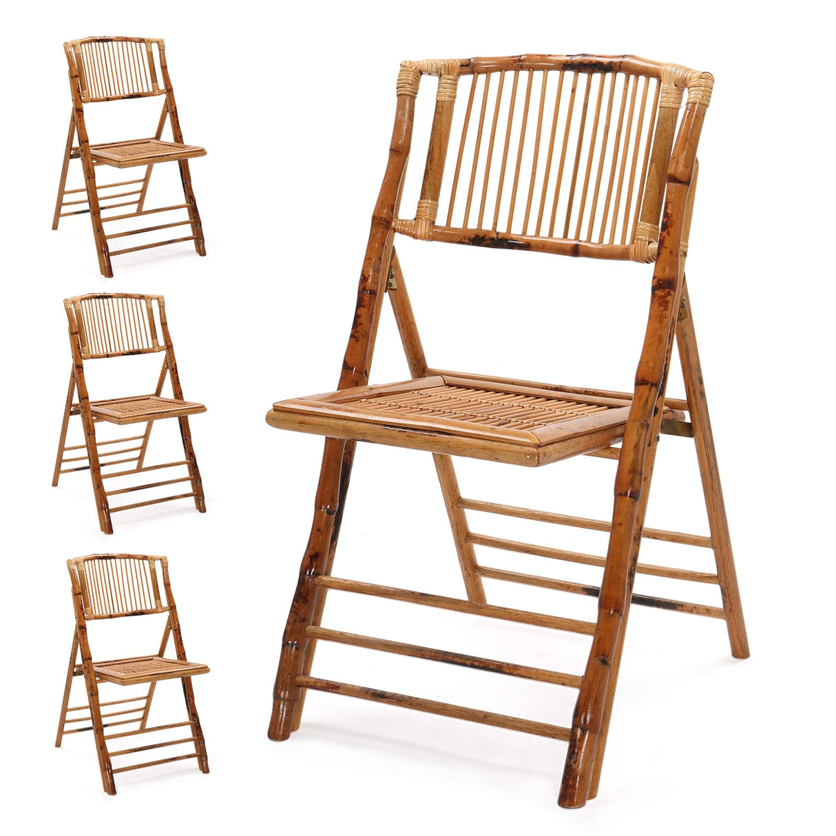 VINGLI Bamboo Folding Chair, Foldable Dining Chair for Outdoor & Indoor, Patio, Porch, Wedding, Party, Event (4 Pack) … VINGLI