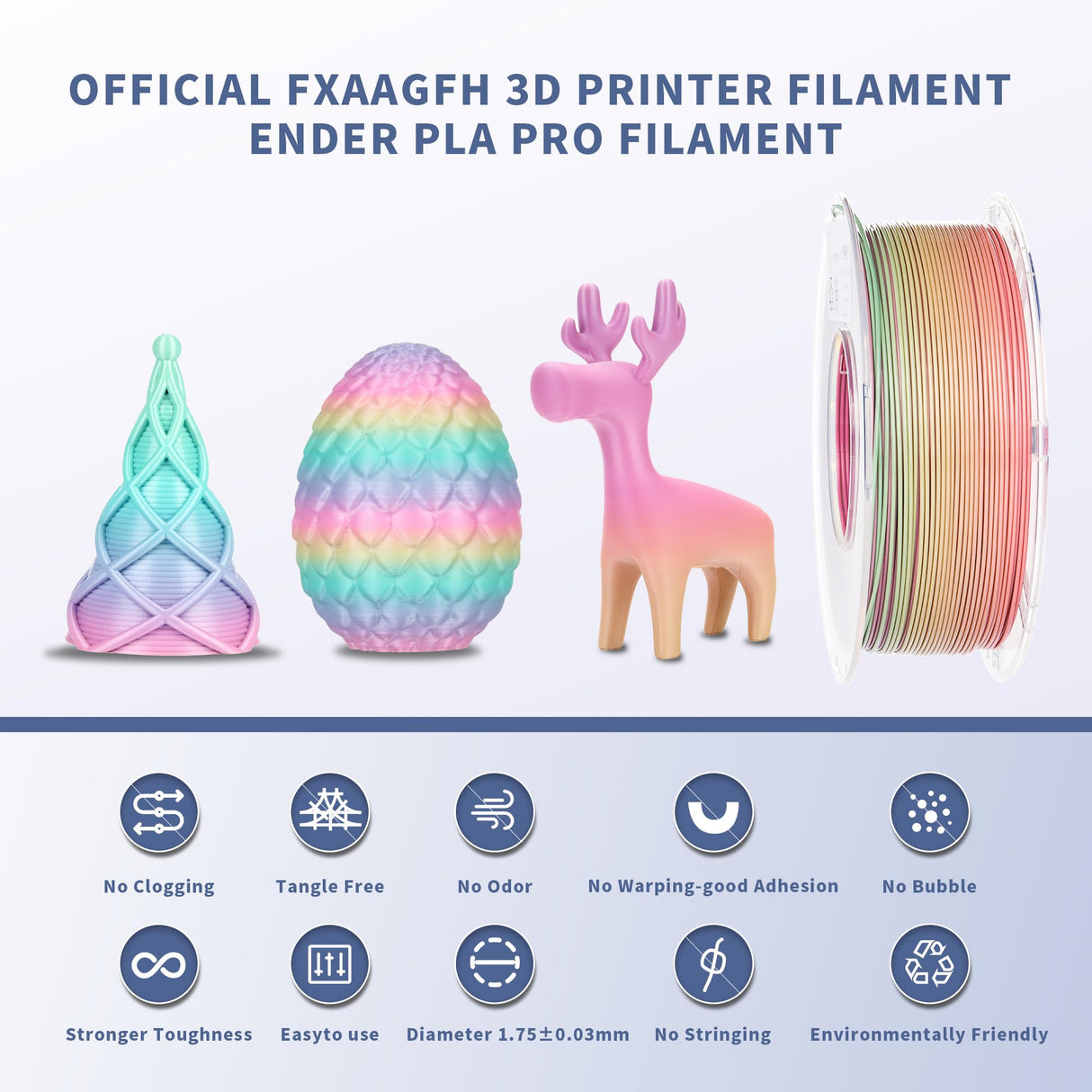 FXAAGFH Rainbow 3D PLA Printer Filament 1.75 mm, Matte 3 D PLA Printing Print Filament +/-0.03mm, 1kg/2.2lbs FXAAGFH