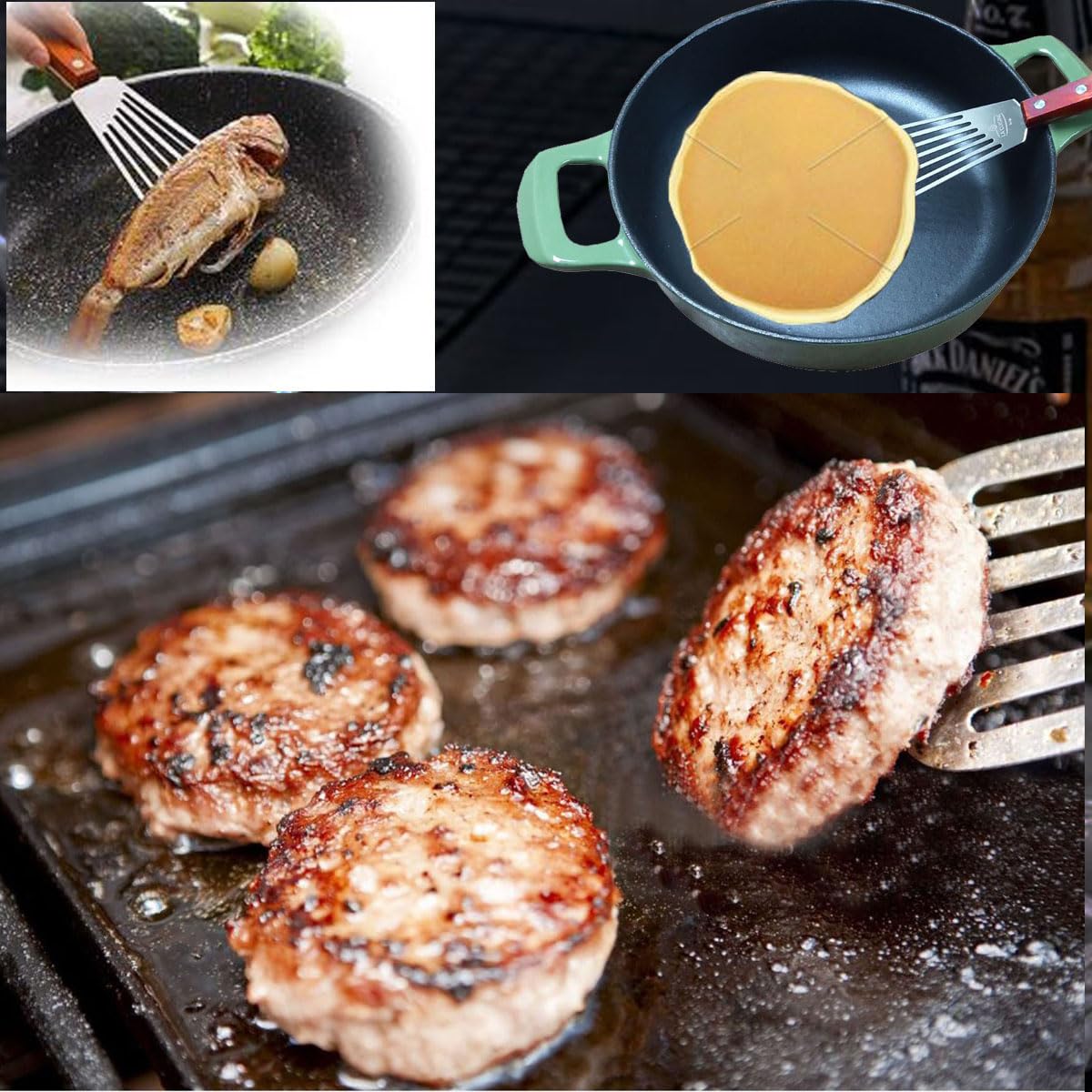 La Cuisine Fish Slotted Spatula Turner with Beveled Edged Stainless Steel, For Flipping Fish Egg Pancake Patties Fries. Blade 6.5", Size 11" La Cuisine for life