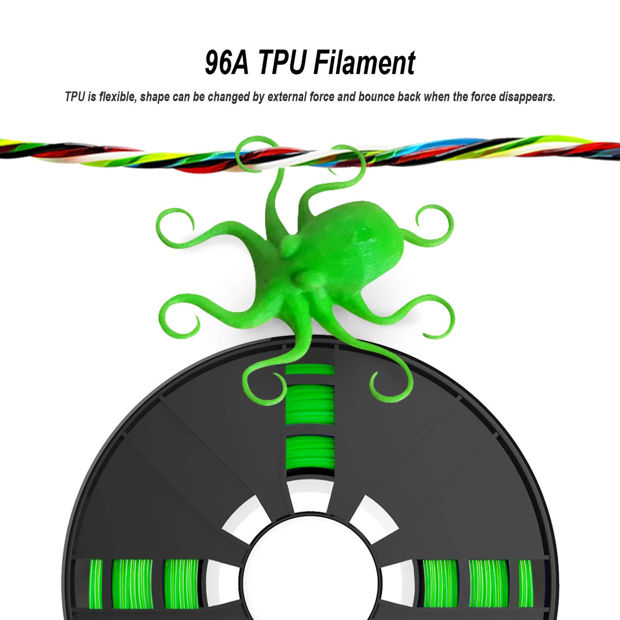 NOVAMAKER TPU Filament 1.75mm, Green Flexible TPU 3D Printer Filament with 20g Cleaning Filament, 2.0lbs Spool, Dimensional Accuracy +/- 0.05mm, 95A Soft TPU Green NovaMaker