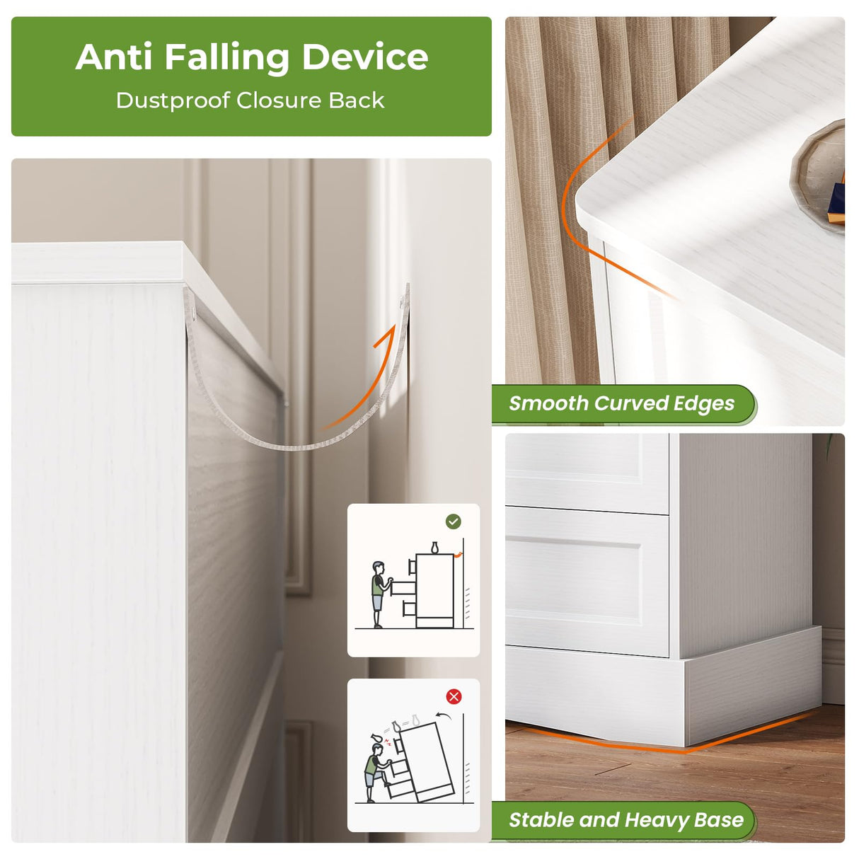 Hasuit White Bedroom Dresser with 9 Drawers, 51.2" Large Drawer Dresser with Charging Station, Wide Farmhouse Dresser Chest of Drawers, Wooden Storage Tower Organizer Dresser for Bedroom, Living Room Hasuit