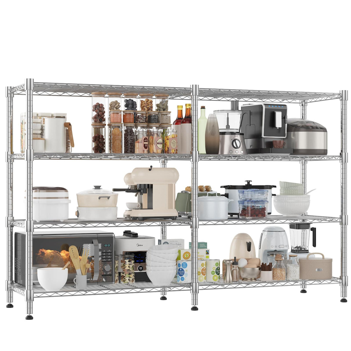 Homdox Heavy Duty Storage Shelves, 4 Tier Wire Shelving Unit, Adjustable Metal Shelves for Storage, Garage Rack Pantry Shelves Kitchen Shelving, 18"x72"x60", Silver Gray Homdox