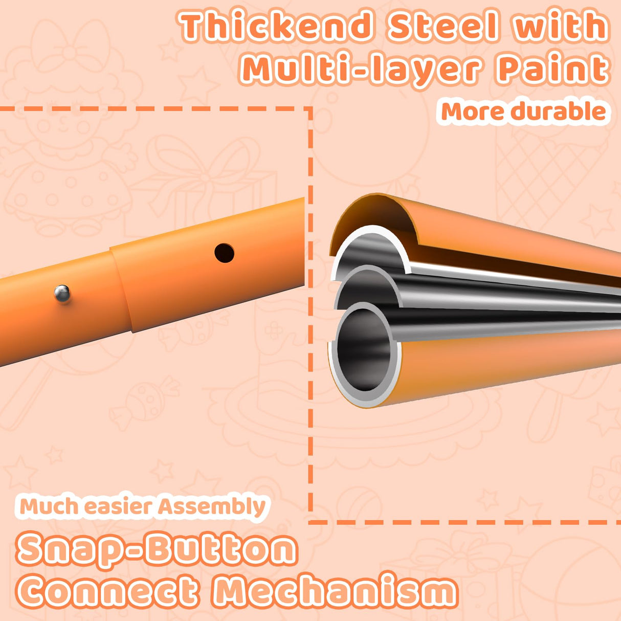 Gardenature 5ft/60'' Toddler Trampoline,Kids Trampoline Indoor&Outdoor for Ages 1-6,Mini Trampolines for Kids with Adjustable Gym Bar,Small Trampolines with Enclosure,Gift for Boys&Girls,Orange Gardenature