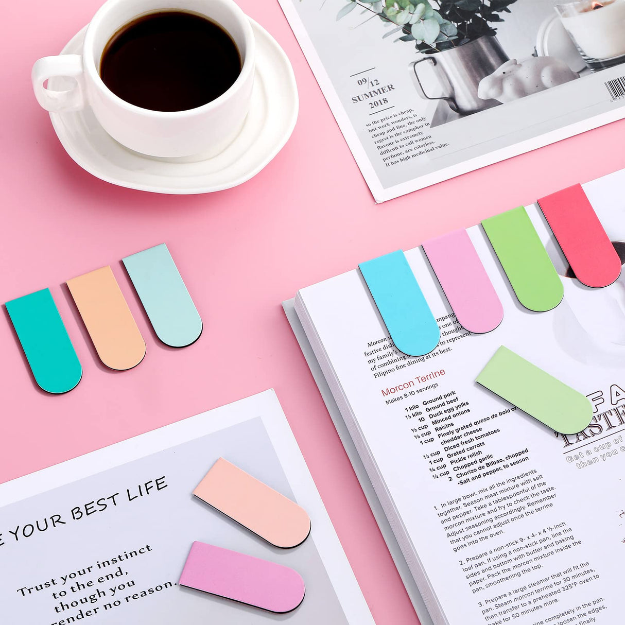 Yeaqee 130 Pcs Magnetic Bookmarks Bulk, Cute Bookmarks, Book Marker Clip, Planner Bookmark Clip, Magnetic Page Markers, Reading Accessories, for Lovers Women Men Teachers Students Kids, 0.8x2 Inch Yeaqee