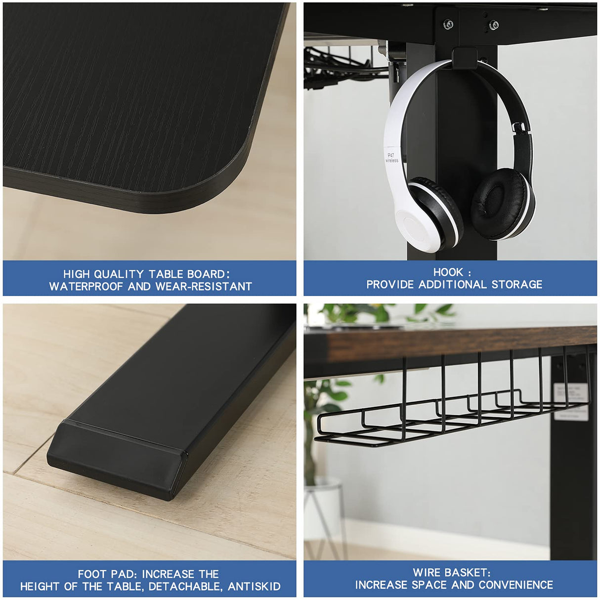 bilbil Height Adjustable Electric Standing Desk, Sit to Stand Desk Home Office Computer Desk, 59 x 29 Black Top, Black Frame bilbil