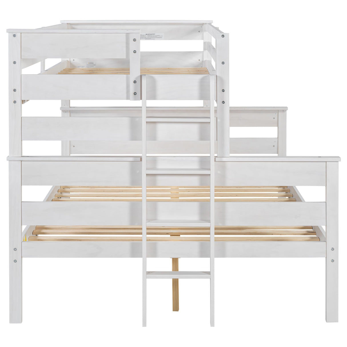 Harper & Bright Designs Detachable Design Twin XL Over Queen Bunk Bed with Ladder,Wood Twin-Over-Queen Bunk Bed Frame with Guardrail,Separated into 2 Beds(White) Harper & Bright Designs