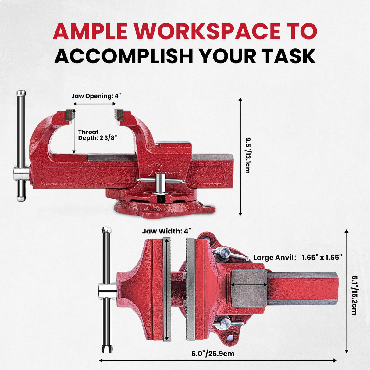 Forward 1304 4 Inch Home Vise Ductile Iron 4" Bench Vise Homeowner's Vice with Anvil and Swivel Base Forward