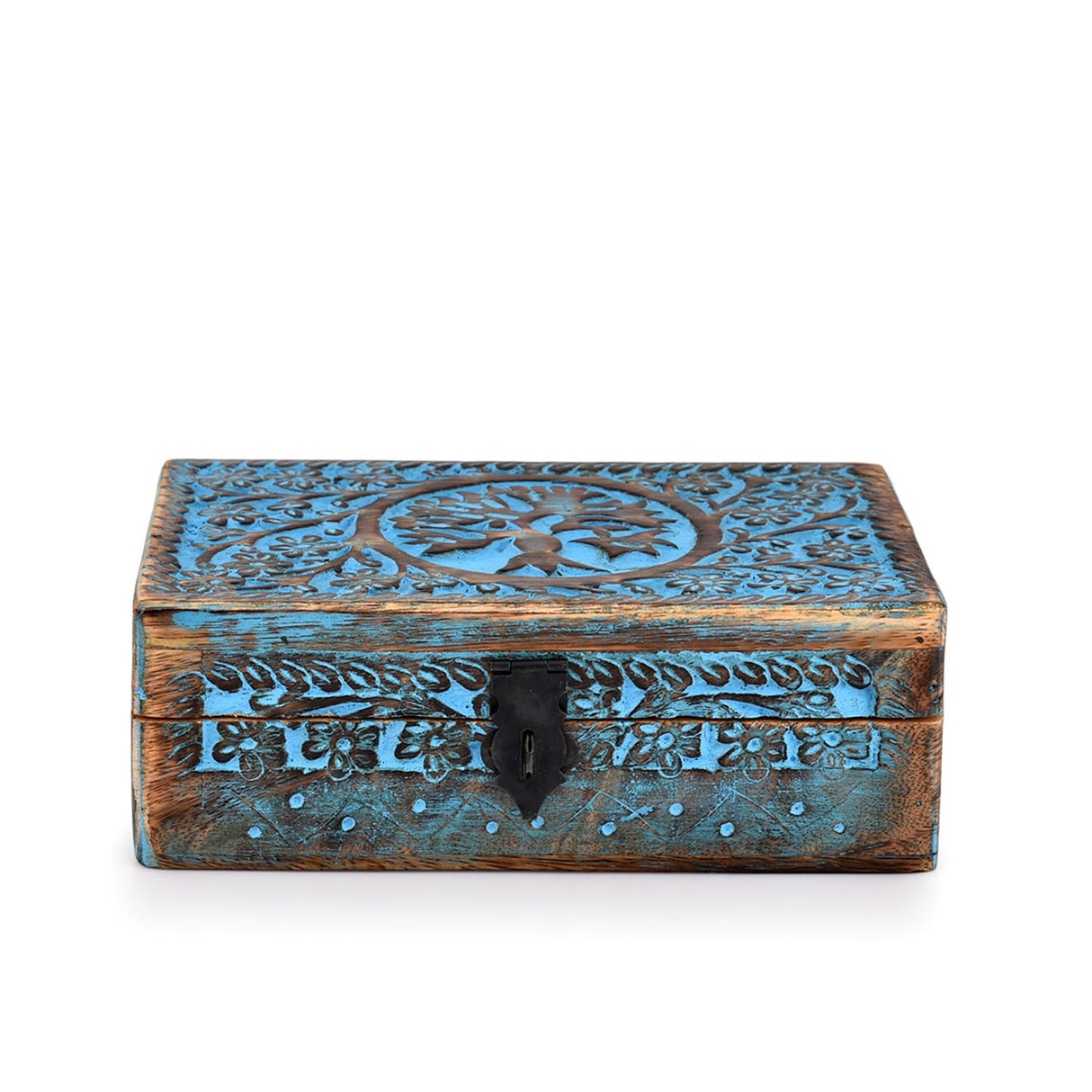 BHAVATU |Wooden Jewelry Box, Tarot Box, Celestial Home Decor, Witch Box, Tree of Life, Trinket Box |Size- 8" x 5" x 2.5",| Decorative Storage Bin BHAVATU