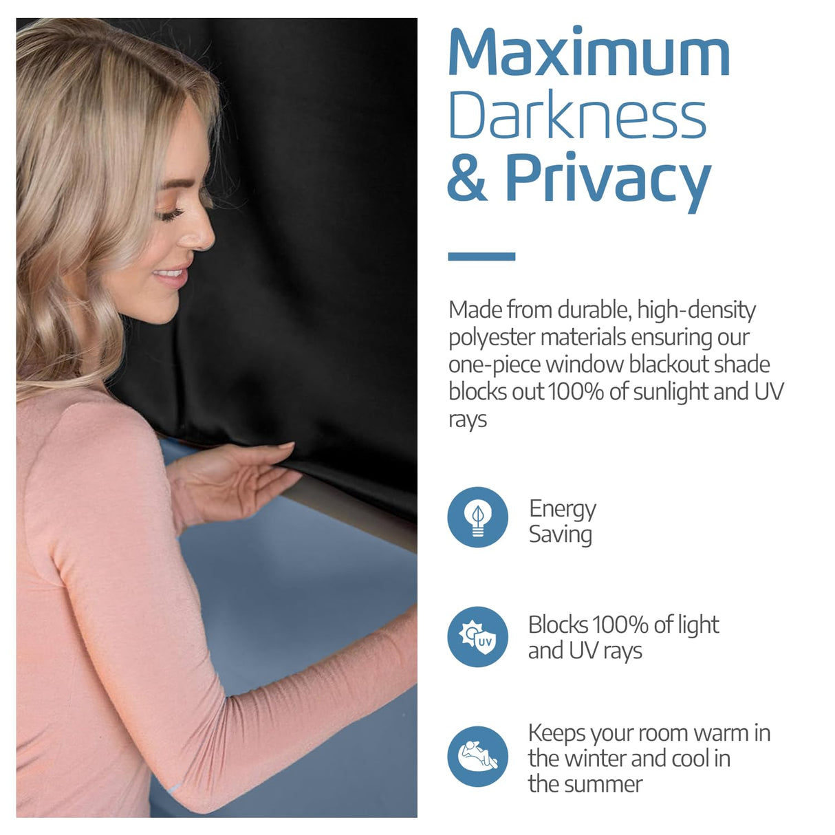 SUN AWAY Portable Blackout Curtain with Suction Cups - Premium Easy Install Shade No Tools Required - Temporary Blinds, Perfect for Baby Nursery or Dorm Room - with Travel Bag (66” Long x 51” Wide) SUN AWAY