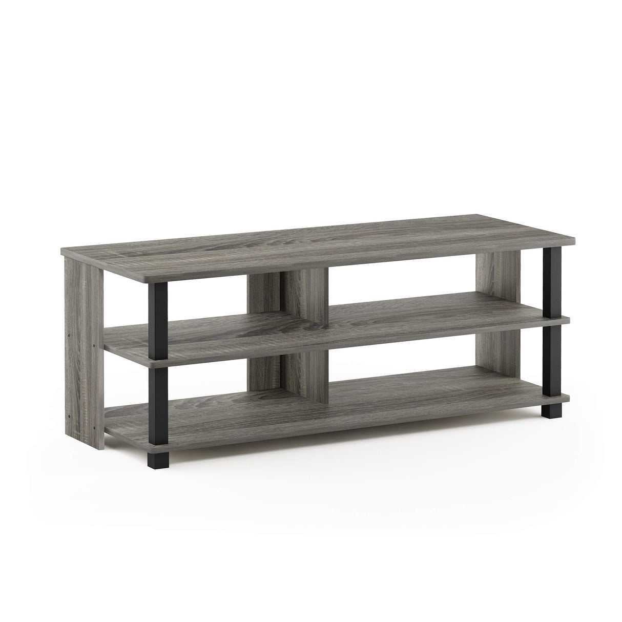 Furinno Sully 3-Tier Stand for TV Up to 48 Inch, French Oak Grey/Black Furinno