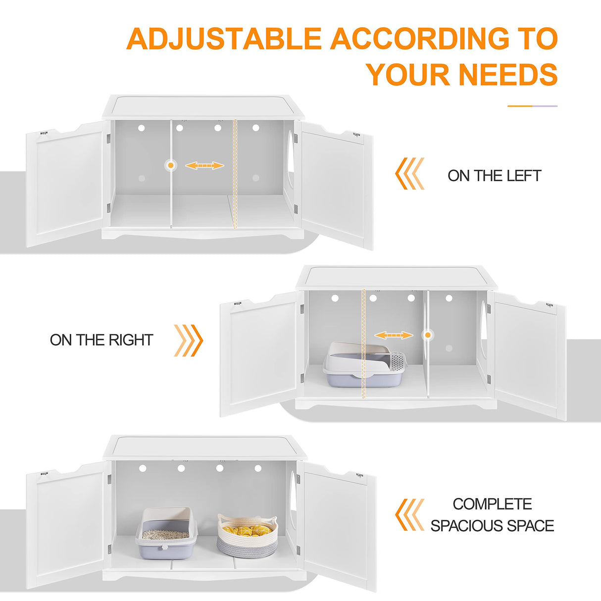 Yaheetech Cat Litter Box Enclosure, Cat Litter Box Furniture Hidden, Wooden Pet Crate Cat Washroom Storage Bench with Divider Home Litter Loo Indoor Cat House White Yaheetech