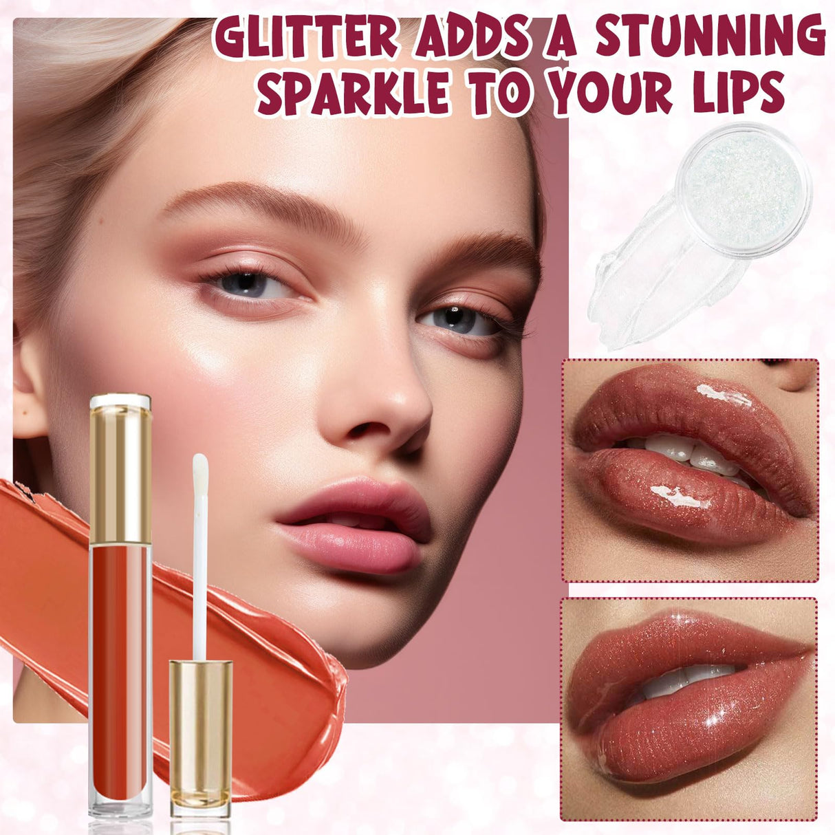 JCOOS Diy Lip Gloss Kit, Lip Gloss Making Kit, LipGloss Making Kit Make Your Own Lip Gloss Making Supplies, Shimmery LipGloss Base, Empty Tubes, Jojoba Oil, Women Teen Girl Gifts Trendy Stuff Jcoos