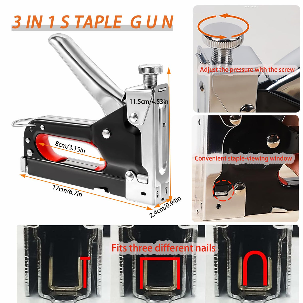 Yeeyeah Heavy Duty Stretching Canvas Pliers with Spring Return Handles, 3 in 1 Staple Gun for Upholstery with 1000 Staples for Art Oil Painting Stretching and Framing Yeeyeah