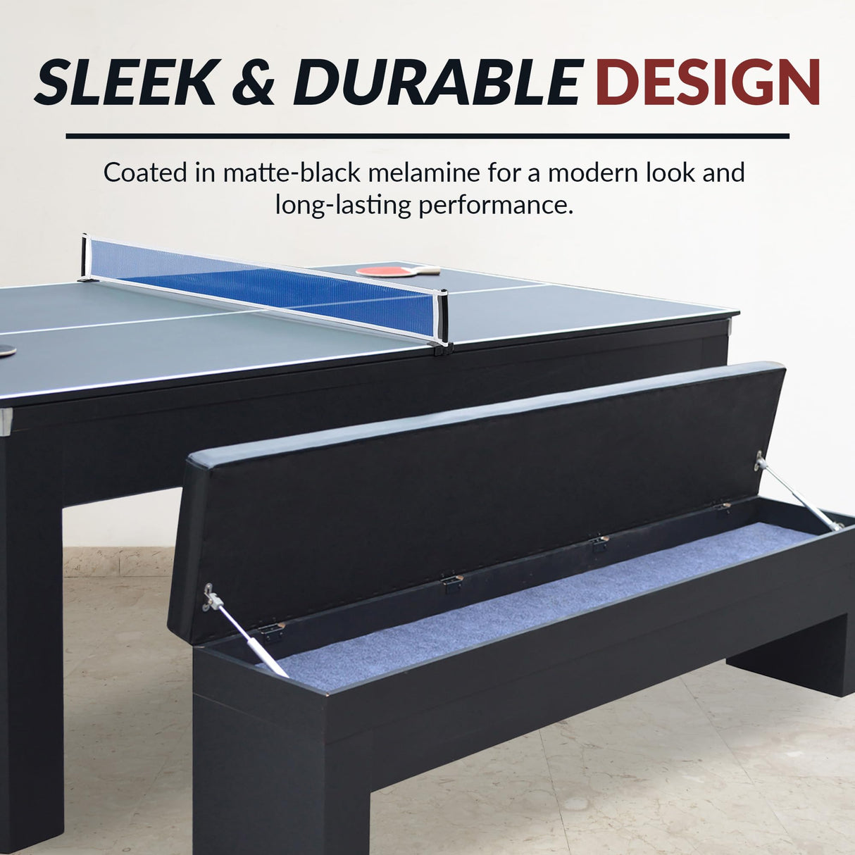 Hathaway Park Avenue 7 Ft Multi Game Pool Table Combo with Dining Top and Ping Pong – Includes Set of Benches for Home Storage and Accessories – Red & Black Finish Hathaway