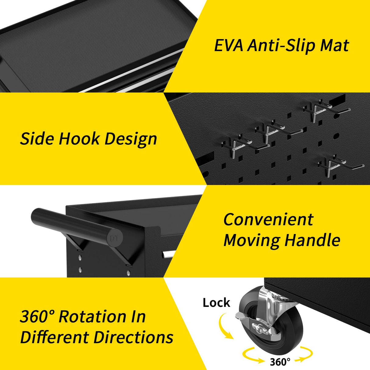 On Shine 8 Drawer Rolling Tool Chest, Large Capacity Rolling Tool Box With Wheels, Locking Mechanical Tool Chest, Portable Tool Box with Sliding Drawers,Metal Tool box for Garage Workshop (Black) On Shine