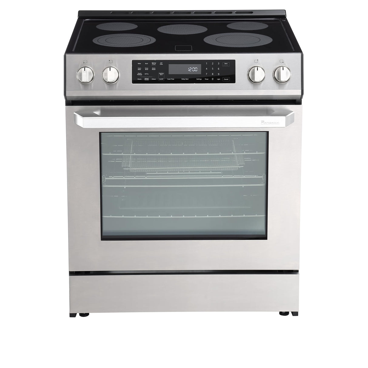 RANGAIRE RRE303GS 30" Electric Range, 5 Burners, 5.0 cu. Ft. Capacity, Freestanding Slide-in AirFry, True Convection Oven, Self Cleaning, Easy Reach Racks, Glass Touch, Stainless Steel Rangaire