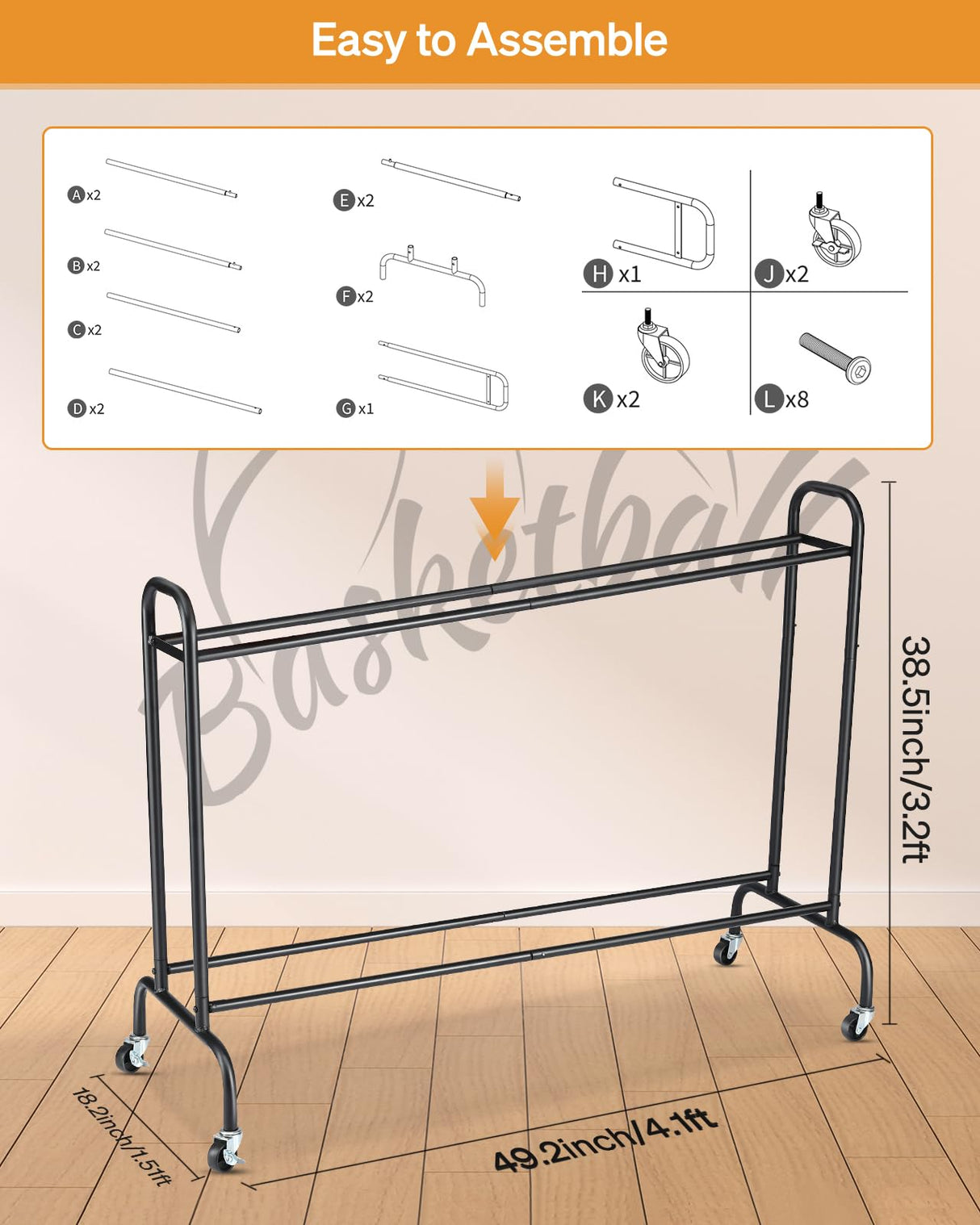 EXTCCT Tilt Basketball Rack Ball Storage Holder - Tilt Basketball Shooting Training Rack, Garage Sports Equipment Organizer, Outdoor and Indoor Rolling Balls Cart with Wheels EXTCCT