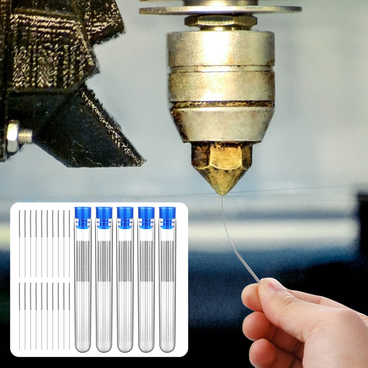 50 Pieces 3D Printer Nozzle Cleaning Kit,0.4 mm Stainless Steel Needles Cleaner 3D Printer Nozzle Cleaner 3D Printer Accessory Sliverdew