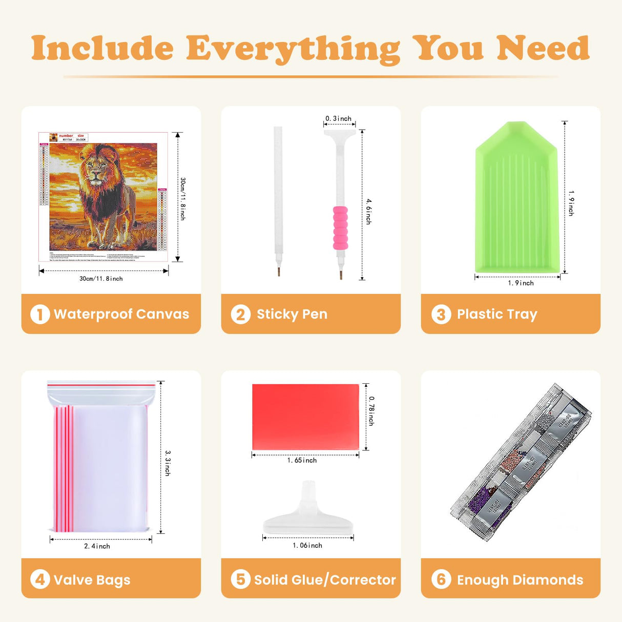 SENQAO Diamond Art Kits for Adults - Lion Diamond Painting Kits DIY 5D Full Drill Diamond Dots Paintings with Diamonds Gem Art and Crafts for Home Decor 12x12 Inch SENQAO