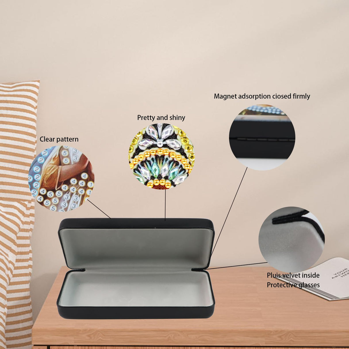 JZHYOAN Diamond Art Eyeglass Case, Butterfly DIY Sunglasses Storage Box, DIY Glasses Ornament 5D Diamond Art Glasses Holder, Suitable for Traveling Indoor Outdoor Multi-Scenes Gift Giving JZHYOAN