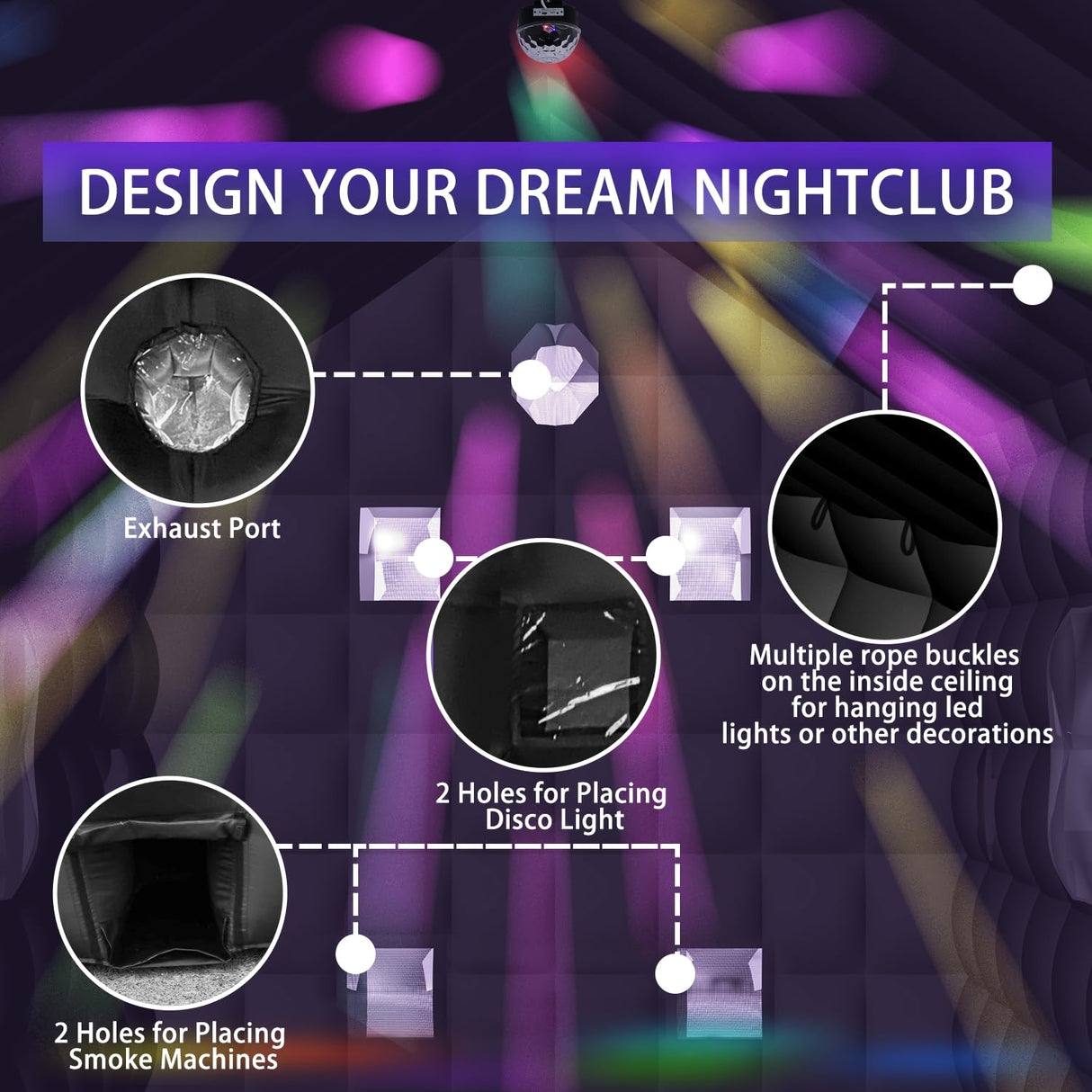 SAYOK Inflatable Nightclub 18x15x15 Ft, Inflatable Party Tent with Disco Ball Light, Inflatable Night Club Tent for Adults Wedding Birthday Backyard Party Business SAYOK