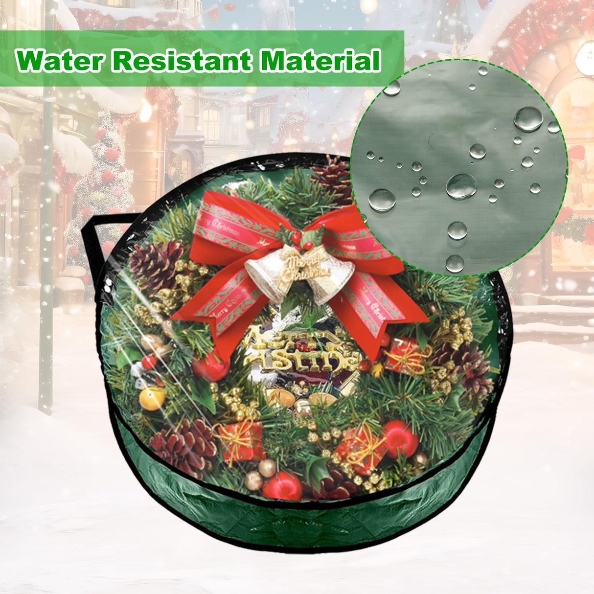 YAYODS 6 Pack Wreath Storage Container Bag, 24x8 Inch Christmas Wreath Storage Container Heavy Duty Christmas Wreath Boxes with Clear Window for Xmas Holiday Seasonal Wreath Garland (Green) YAYODS