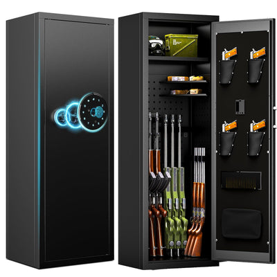 KAER 13-15 Biometric Gun Safe, Long Gun Safe for Home Rifle and Pistols with Fingerprint Lock, Ideal for AR15, Shotguns & Ammunition Storage | Unassembled Gun Cabinet for Home & Hunting Use