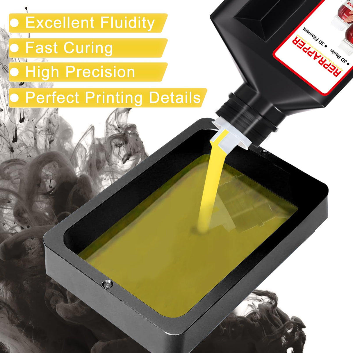 Reprapper Translucent Yellow 3D Printer Resin, 405nm Fast UV-Curing 1kg Transparent Yellow Standard Resin, 3D Printing Resin Photopolymer Sensitive Resin for LCD Printer, Clear Yellow 1000g RepRapper