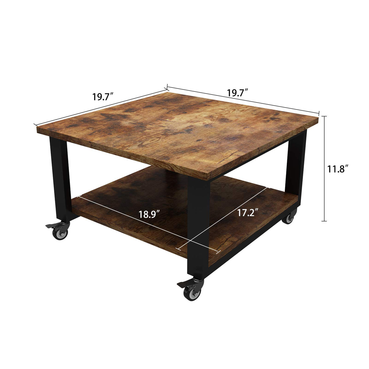 Natwind 2 Tier Laser Printer Stand,19.7''x19.7''x12.6'' Large Printer Table Copier Stand Under Desk,Heavy Duty Rolling Cart with Paper Storage Shelf,Printer Holder on Wheels for Home Office (Retro) Natwind