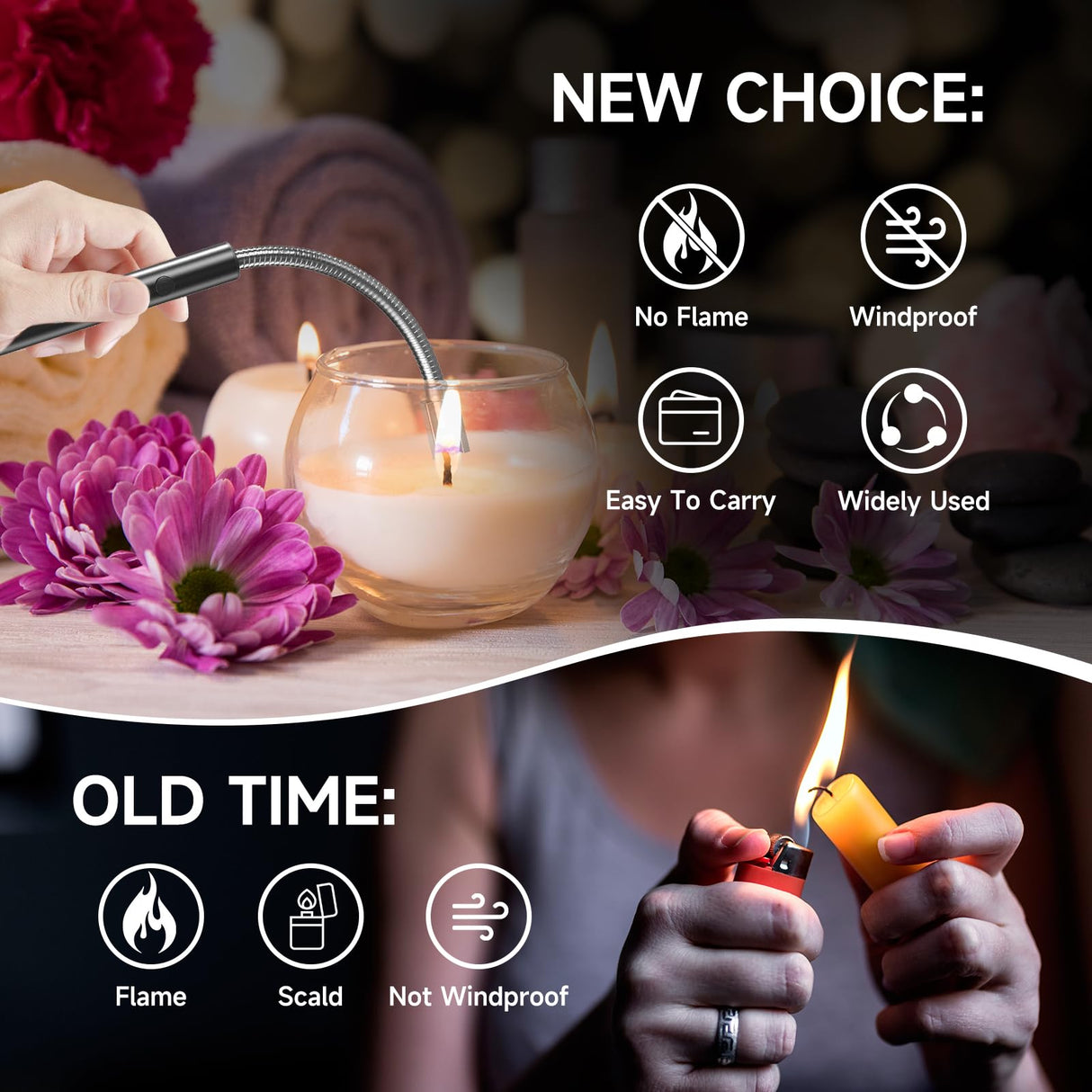 Flame bird 2 Pack Electric Candle Lighter Flameless Arc Windproof Flexible Long Neck USB Rechargeable Lighter for BBQ Grill Fireworks Camping. Flame bird