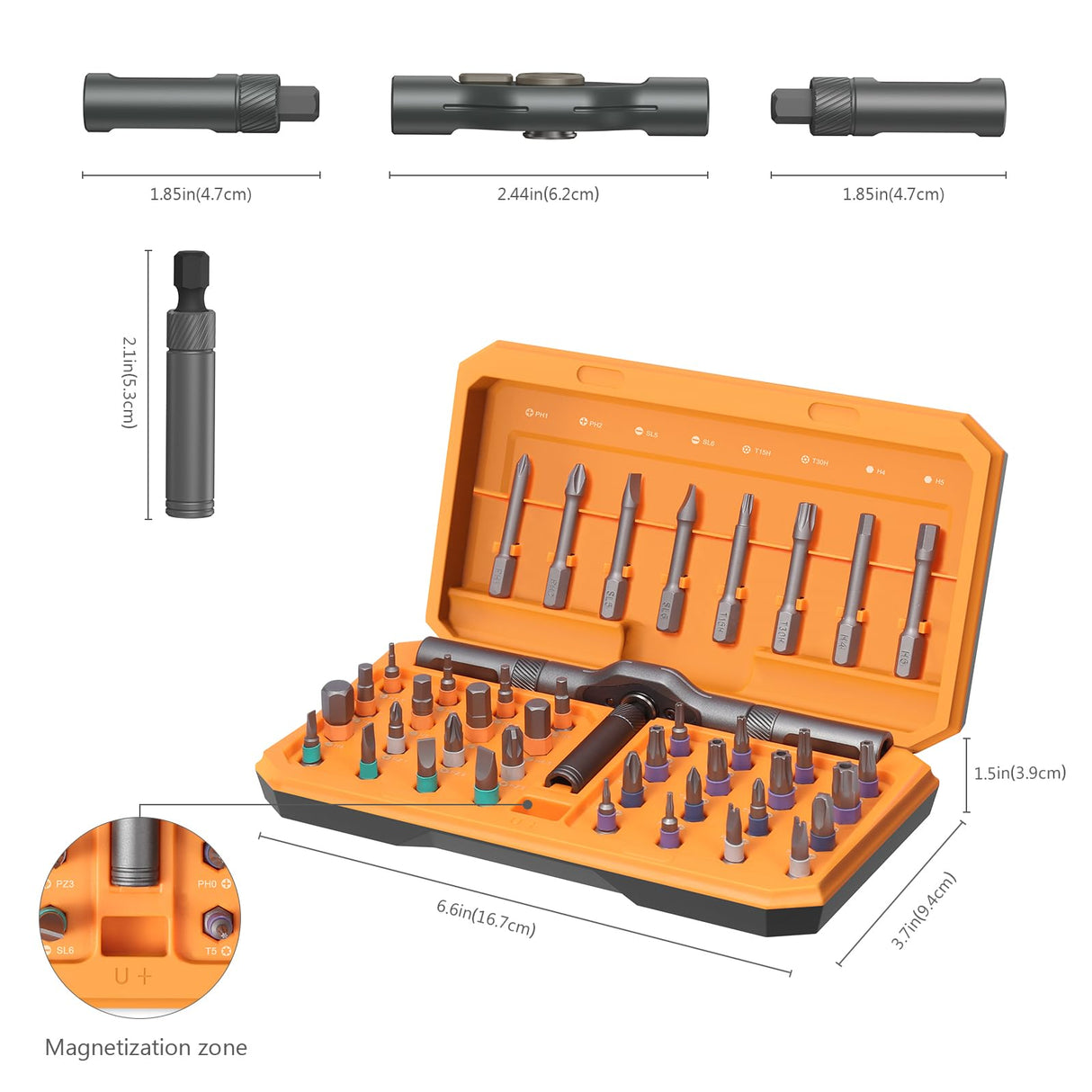 ORIA Ratchet Screwdriver Set, 42 in 1 Magnetic Repair Tool Kit with Rotatable Ratchet Handle, 40 PCS Magnetic Precision Bits, Storage Case for Home Appliances ORIA