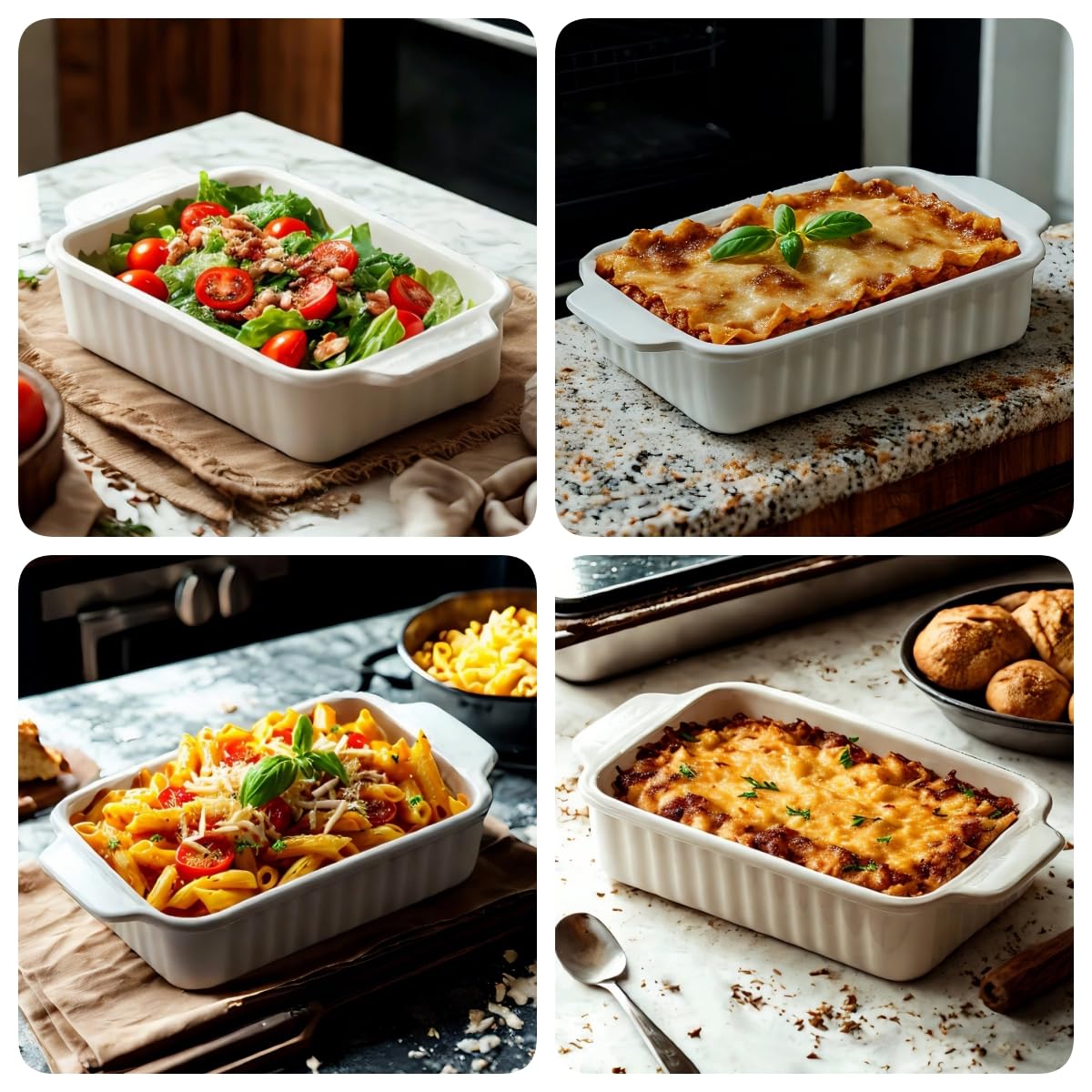 Gacoree Small Baking Dish, 9x5 inch Small Casserole Dishes for Oven, 30 Oz Ceramic Small Baking Pans with Double Handles for Roasting, Lasagna, Pie, Gratin, Set of 2 Gacoree