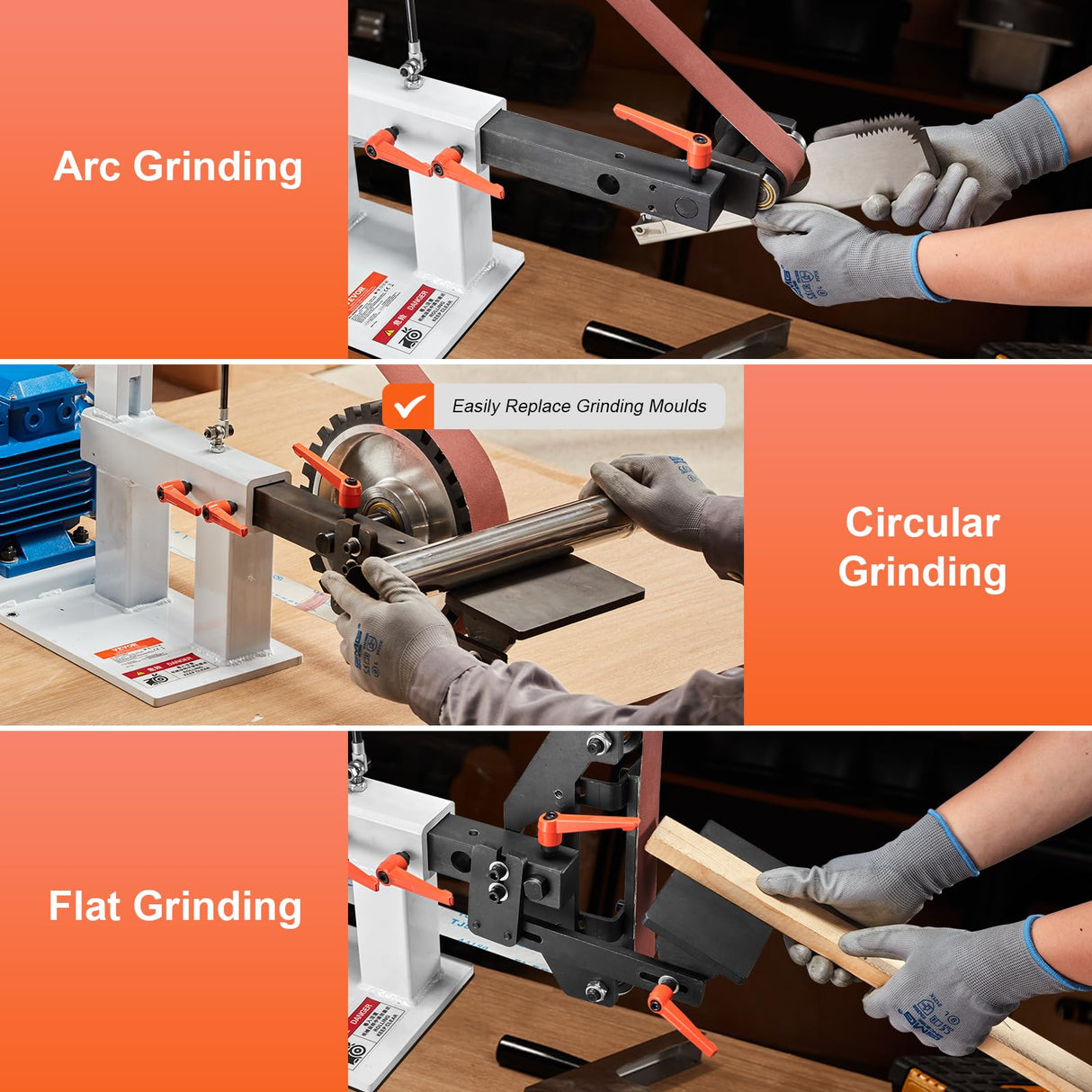 VEVOR Belt Grinder Sander, 72 x 2-Inch Variable Speed Belt Polisher with VFD, 1500W 2HP Polishing Grinding Machine with 3 Grinding Moulds & 3PCS Sanding Belts for Metalworking, Knife Making VEVOR