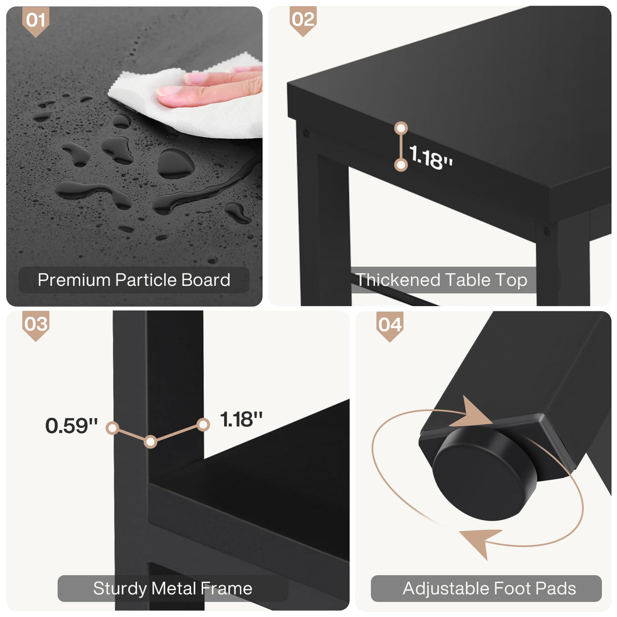 Tribesigns 55-Inch Industrial Sofa Table, 3-Tier Console Table with Metal Frame and Open Shelves, Modern Decorative Shelf, Open TV Shelf for Living Room, Entryway, Hallyway (Black) Tribesigns