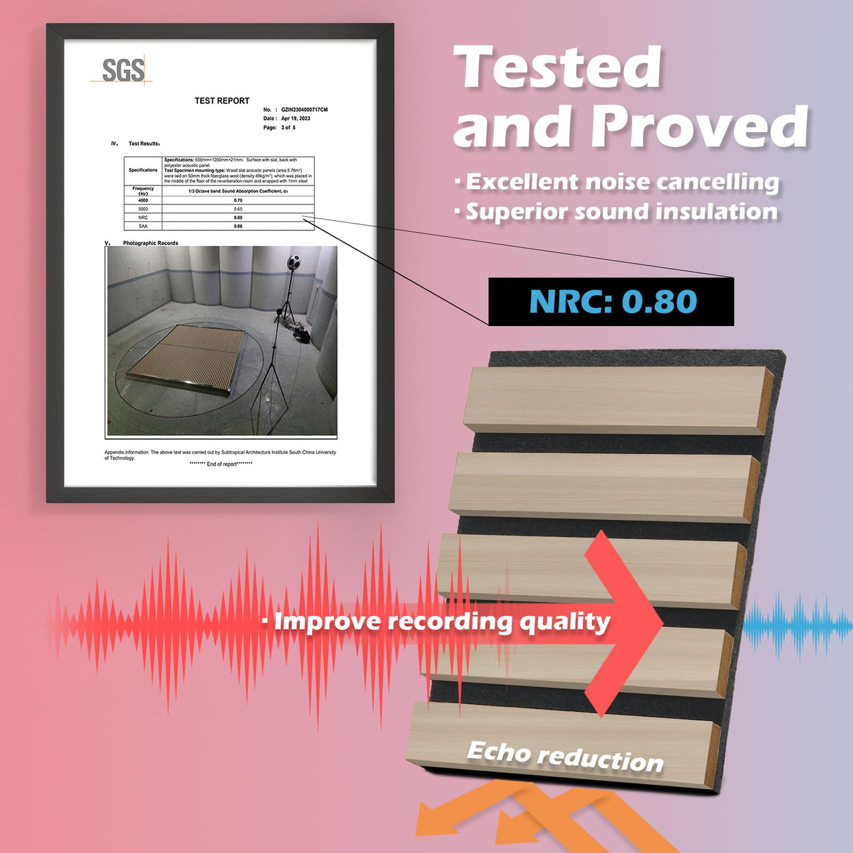 Art3d 2-Pack 48" x 24" Acoustic Wood Panels for Wall, Soundproof Wood Slat Panel for Wall and Ceiling, 3D Fluted Sound Absorbing Paneling for Interior Wall Decor, Living Room, Bedroom - Oak Art3d