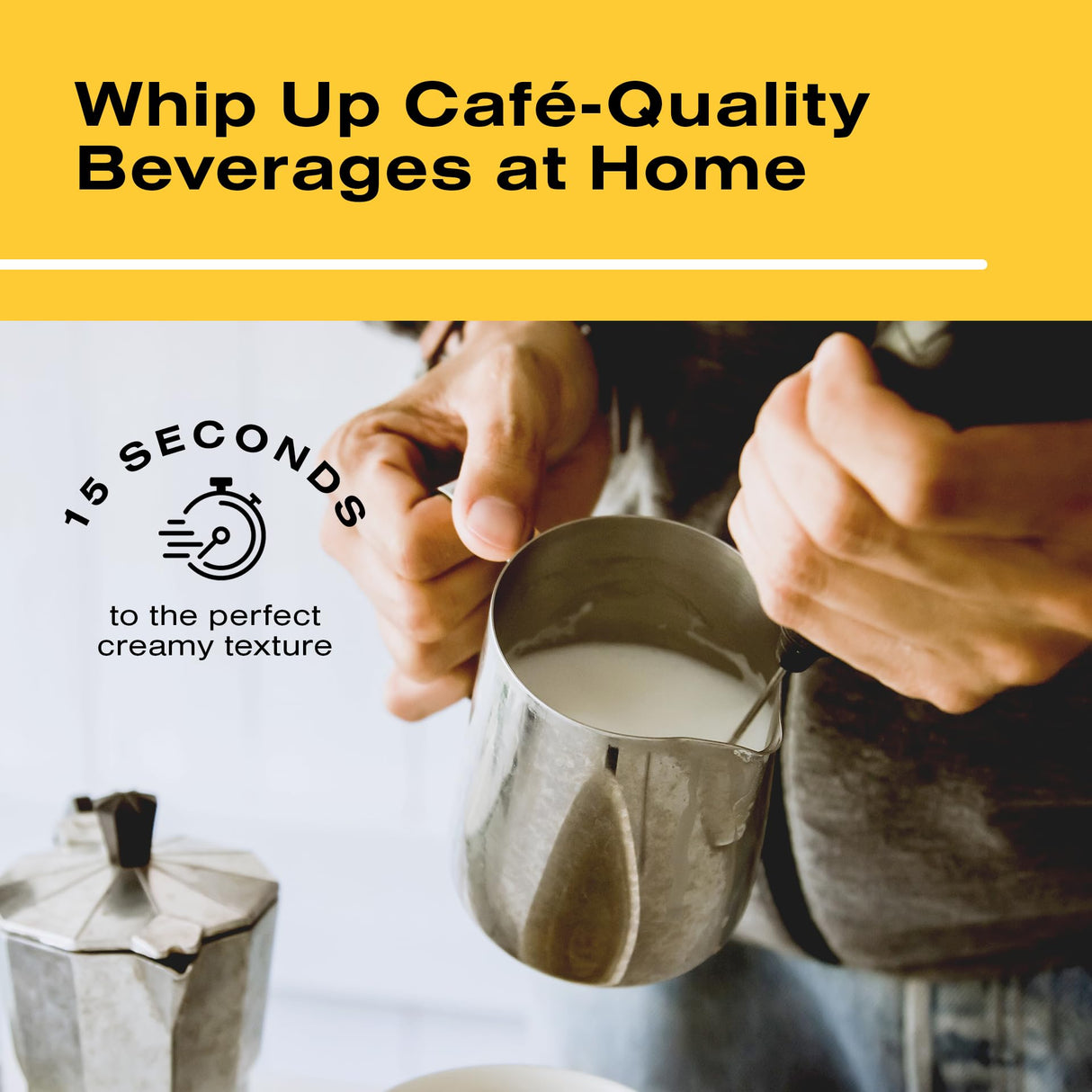 Bean Envy Milk Frother Handheld for Coffee - Electric Hand Blender, Mini Drink Mixer Whisk & Coffee Foamer Wand with Stand for Lattes, Cappuccino, Matcha and Hot Chocolate - Kitchen Gifts - Black Bean Envy