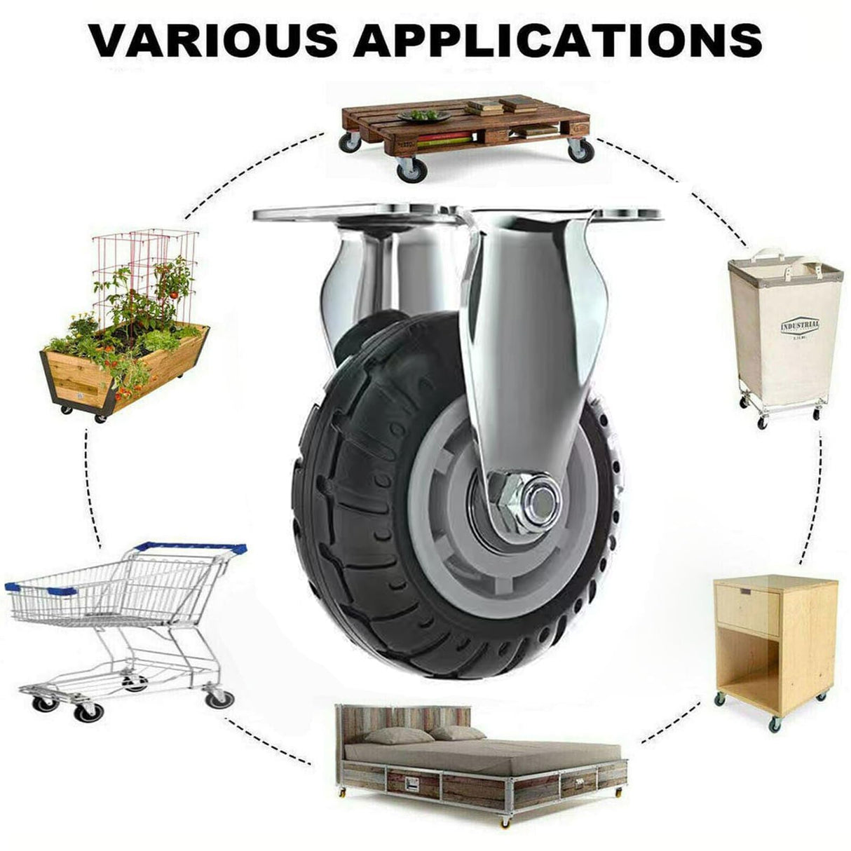 JMSEYOE 6 inch Caster Wheels with Brake 2800lbs,Heavy Duty Casters Set of 4 for Cart, Trolleys, Furniture and Workbench(2PCS Fixed Caster Wheels 2PCS Locking Swivel Casters) JMSEYOE