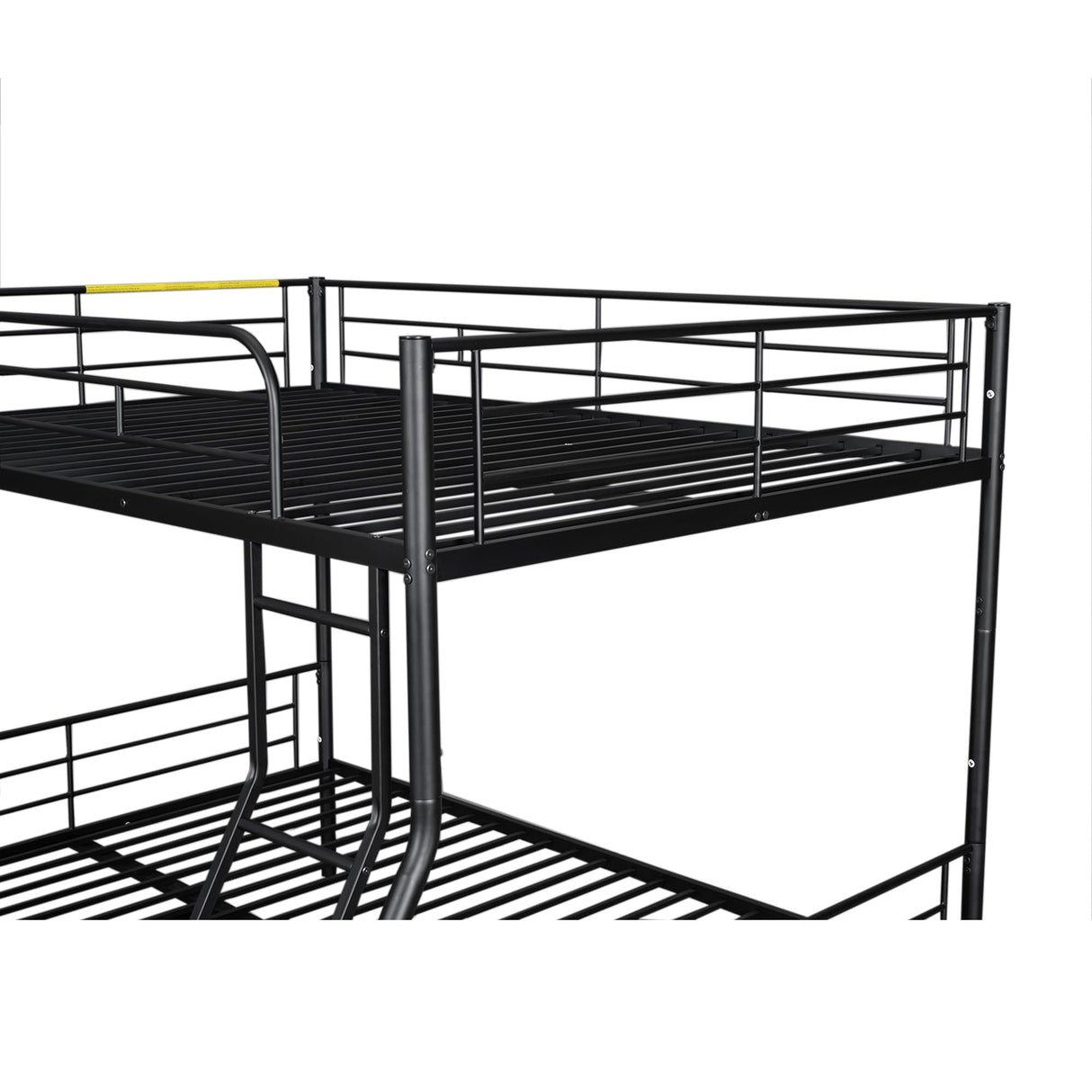 Harper & Bright Designs Full Over Queen Metal Bunk Bed with Trundle for Adults,Heavy Duty Metal Bunk Bed with Ladder and Guardlails,Split Into 2 Beds(Black) Harper & Bright Designs