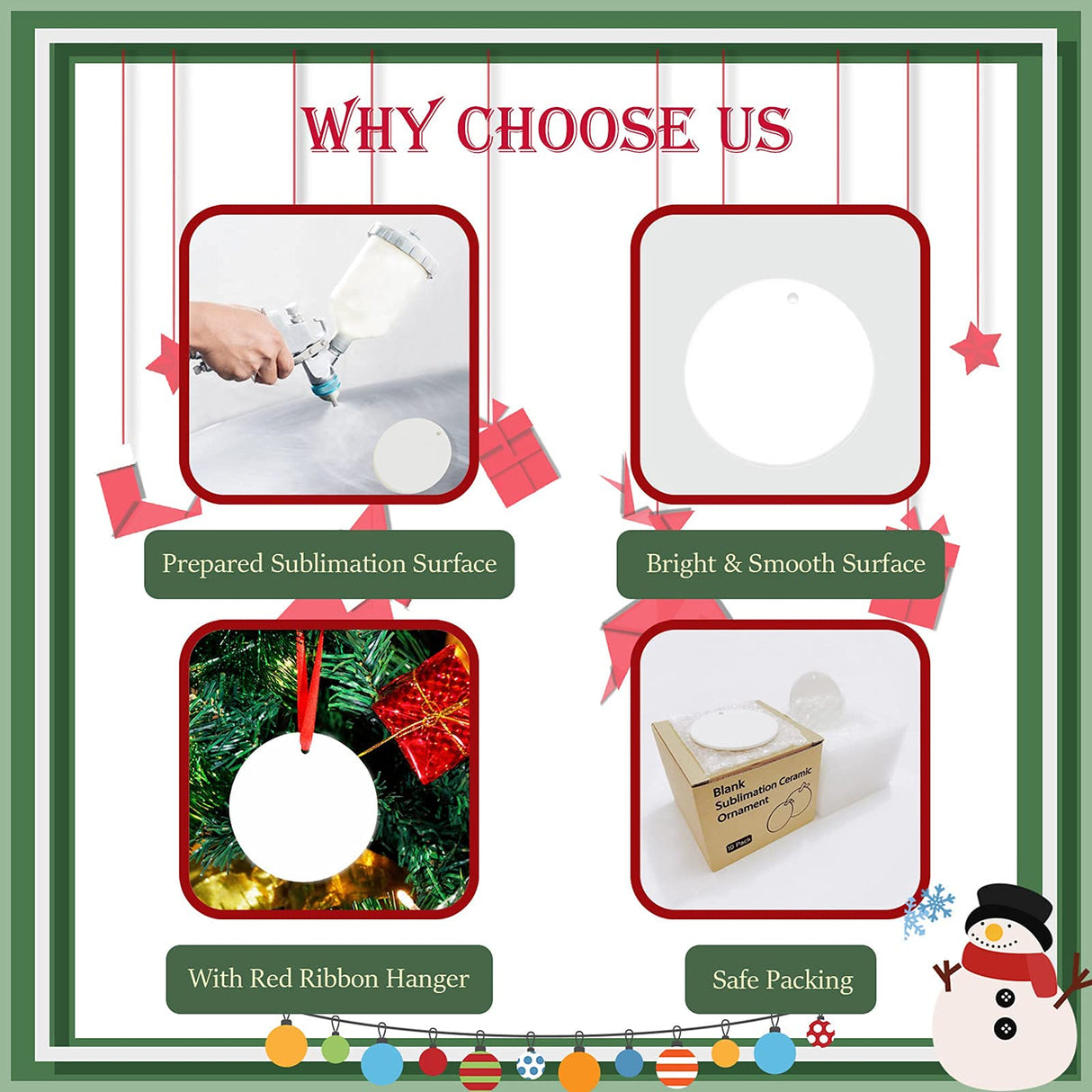 10Pcs Sublimation Ceramic Ornaments Sublimation Ornament Blanks Bulk Ceramic Discs Ornament for Heat Press Printing White Round Porcelain Ornament Personalized Xmas Tree Ornament Keepsake Crafts Gift SEUGKE