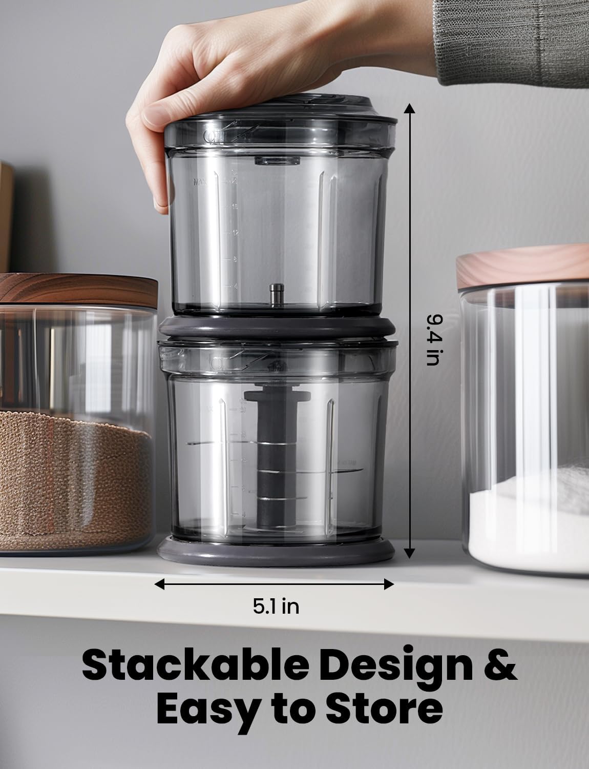 TWOMEOW Food Processor 4 Cup, Electric Food Chopper, 【Small but Powerful】Meat Grinder with 2 Bowls, 2 Speed & 4 Blades for Vegetable, Meat, Nuts, Functions for Chopping, Dicing, Mixing and Puree TWOMEOW