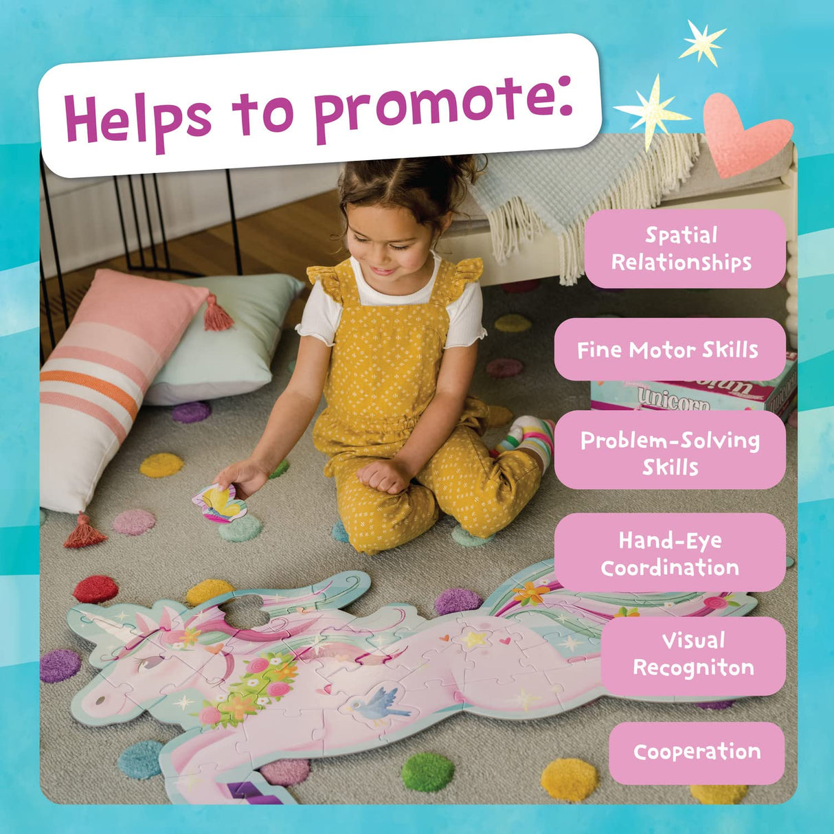 PEACEABLE KINGDOM Shimmery Unicorn Floor Puzzle, 1 EA Peaceable Kingdom