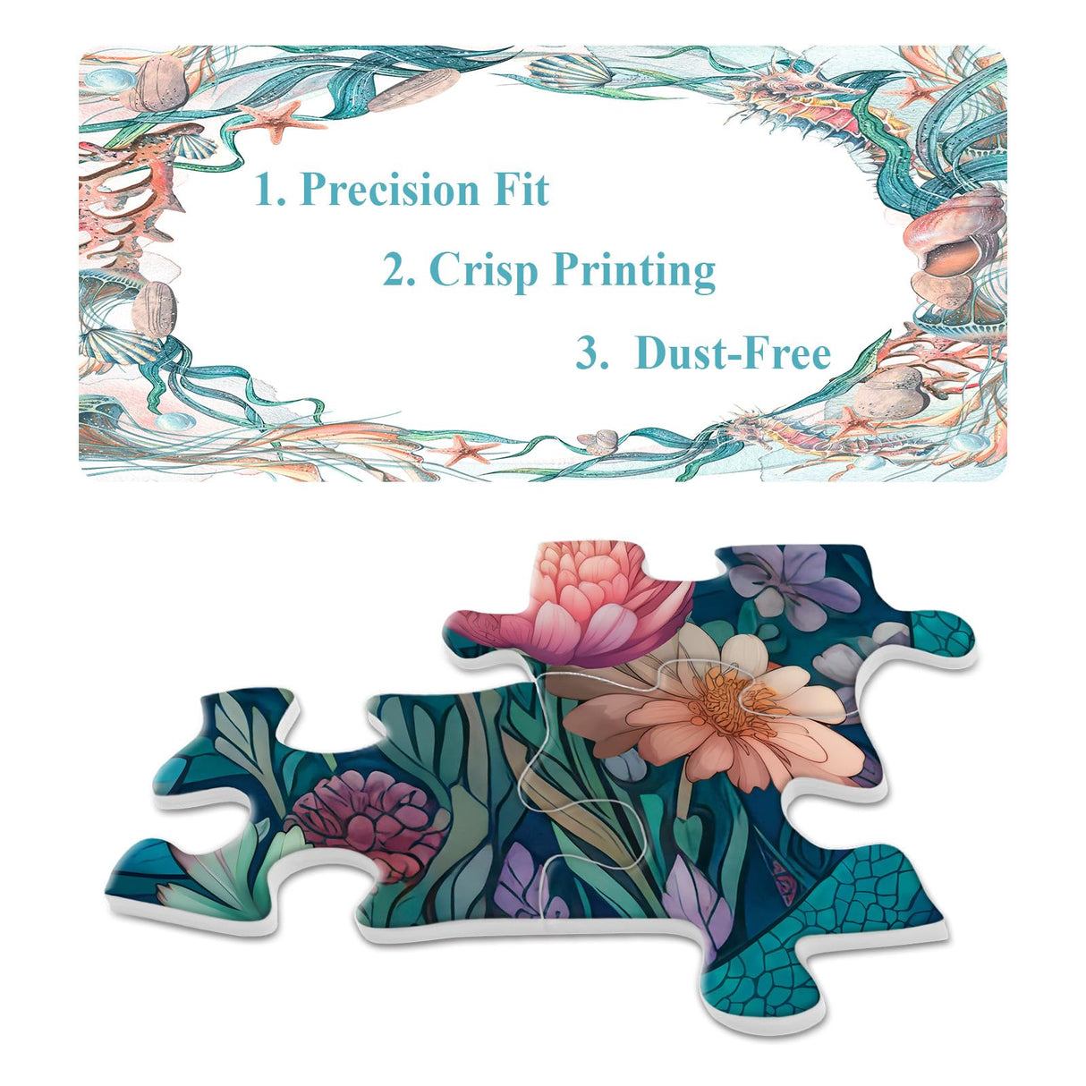 Ocean Mermaid Puzzle 1000 Pieces, Sea Princess Fairy Mandala Jigsaw Puzzles for Adults, Zodiac Mystic Underwater Green Round Puzzles BBOLDIN