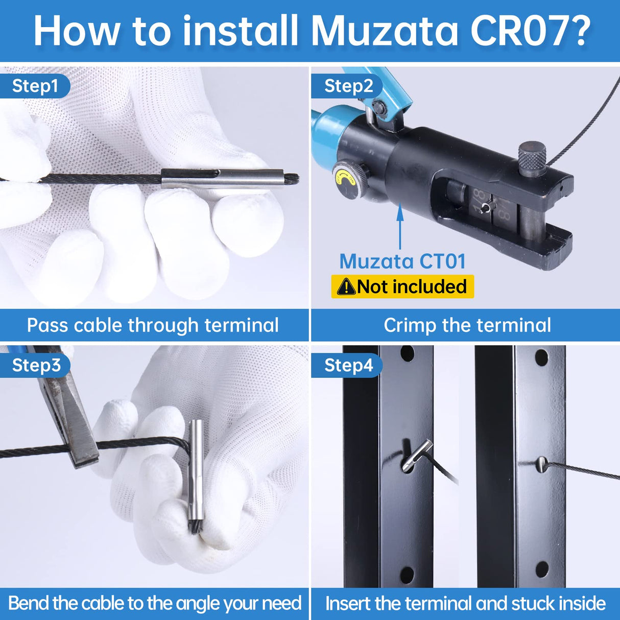 Muzata 40 Pack 1/8" Invisible Cable Railing Kit Hardware Cable Railing Toggle Anchor Terminal Fixed End for Metal Post T316 Stainless Steel Stair Angle Adjustable Deck One-Post Corner CR07 Muzata
