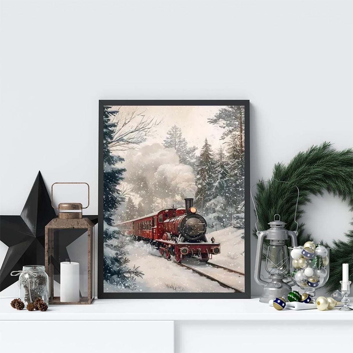 NWQZBYHT Train 5D Diamond Painting Kits for Adults,Steam Train Diamond Art Kits for Adults,DIY Round Full Drill Gem Painting Kits for Beginner,Diamond Dots Picture Crafts Home Wall Decor 12x16 Inch NWQZBYHT