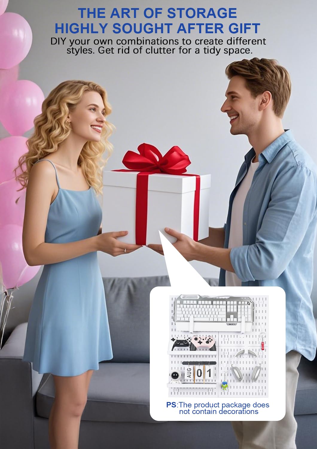 Pegboard Wall Organizer Kit – Heavy Duty 20lbs Load Bearing, Easy Installation, 4 Peg Board Panels 14 Accessories – Multi-Surface Use For Garage, Office, Kitchen & Crafts (White Pegboard,24″×24″) Colville